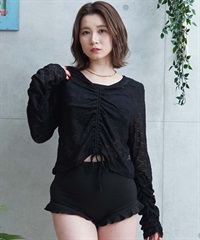 LAETITIA レリッタ 水着 レディース シアー長袖付き3点セット  フレア ２WAY 442401(BK-9)