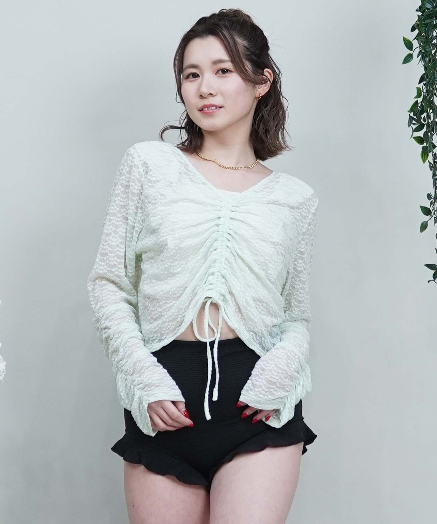 お歳暮ならオンライン LAETITIA レリッタ レディース 水着 シアー長袖付き3点セット 水着・ラッシュガード