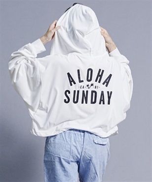 【ムラサキスポーツ別注】ALOHA SUNDAY アロハサンデー 水陸両用 無地 ショート丈バックプリントラッシュガード パーカーラッシュガード AS-MS-001