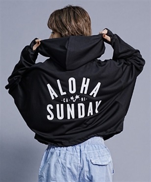 【ムラサキスポーツ別注】ALOHA SUNDAY/アロハサンデー 水陸両用/無地/ショート丈バックプリントラッシュガード/パーカーラッシュガード AS-MS-001