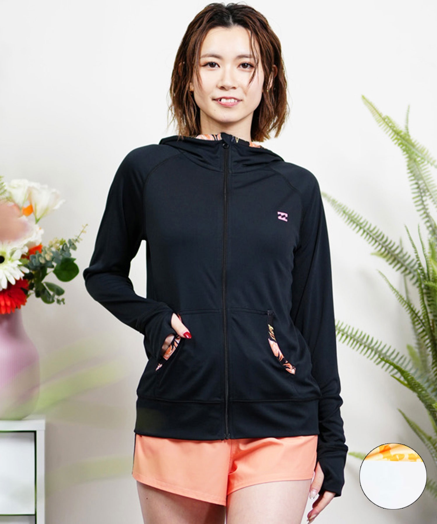 BILLABONG ビラボン ラッシュパーカー ジップアップ 吸水速乾 UVケア BE013-861(BLK-M)