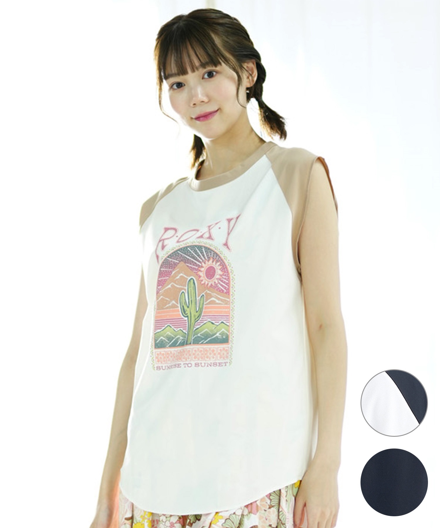 ROXY ロキシー レディース ラッシュガード タンクトップ ノースリーブTシャツ 水陸両用 ユーティリティ UVカット RLY242014(BEG-M)