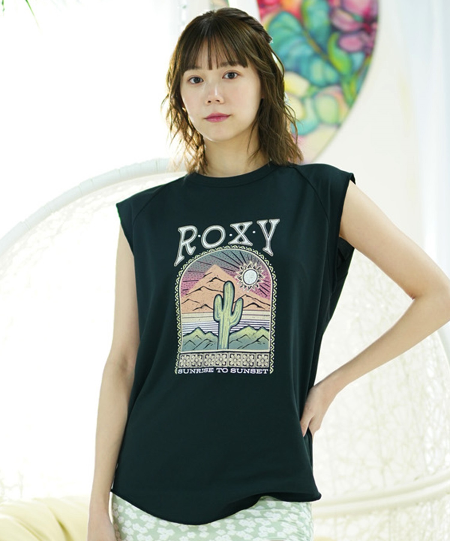 ROXY ロキシー レディース ラッシュガード タンクトップ ノースリーブTシャツ 水陸両用 ユーティリティ UVカット RLY242014(BBK-M)