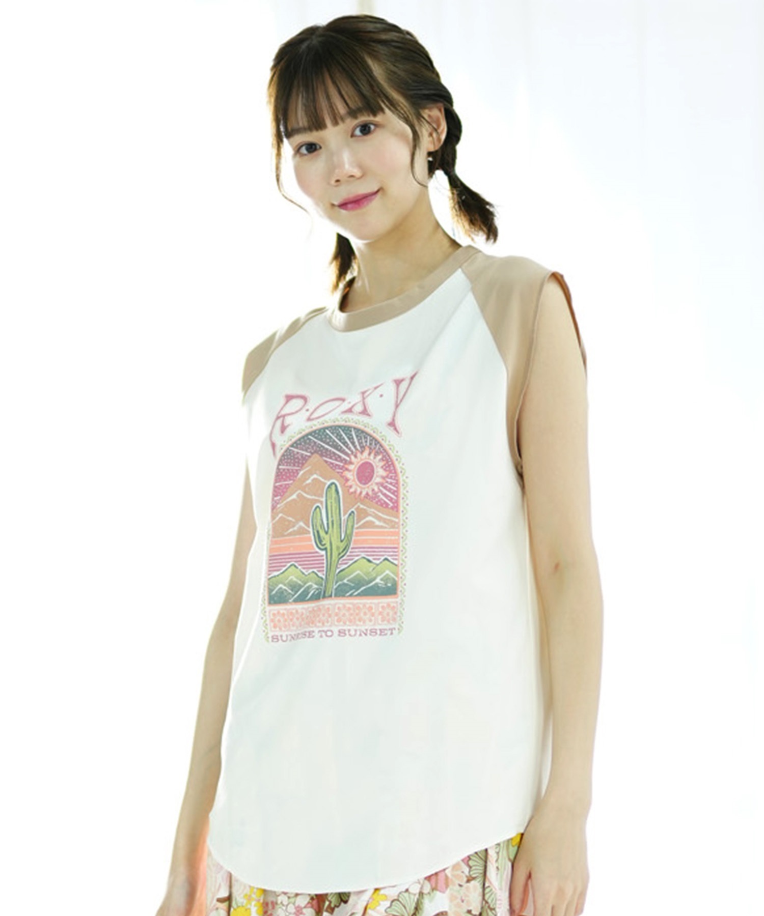 ROXY ロキシー レディース ラッシュガード タンクトップ ノースリーブTシャツ 水陸両用 ユーティリティ UVカット RLY242014(BEG-M)