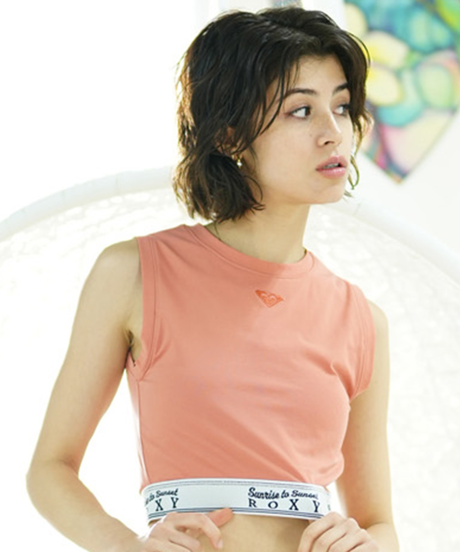 ROXY ロキシー レディース タンクトップ ショート丈 カップ付き