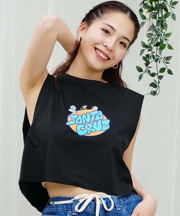 SANTACRUZ サンタクルーズ レディース ラッシュガード タンクトップ ショート丈 水陸両用 ユーティリティ UVカット 502242637 ムラサキスポーツ限定
