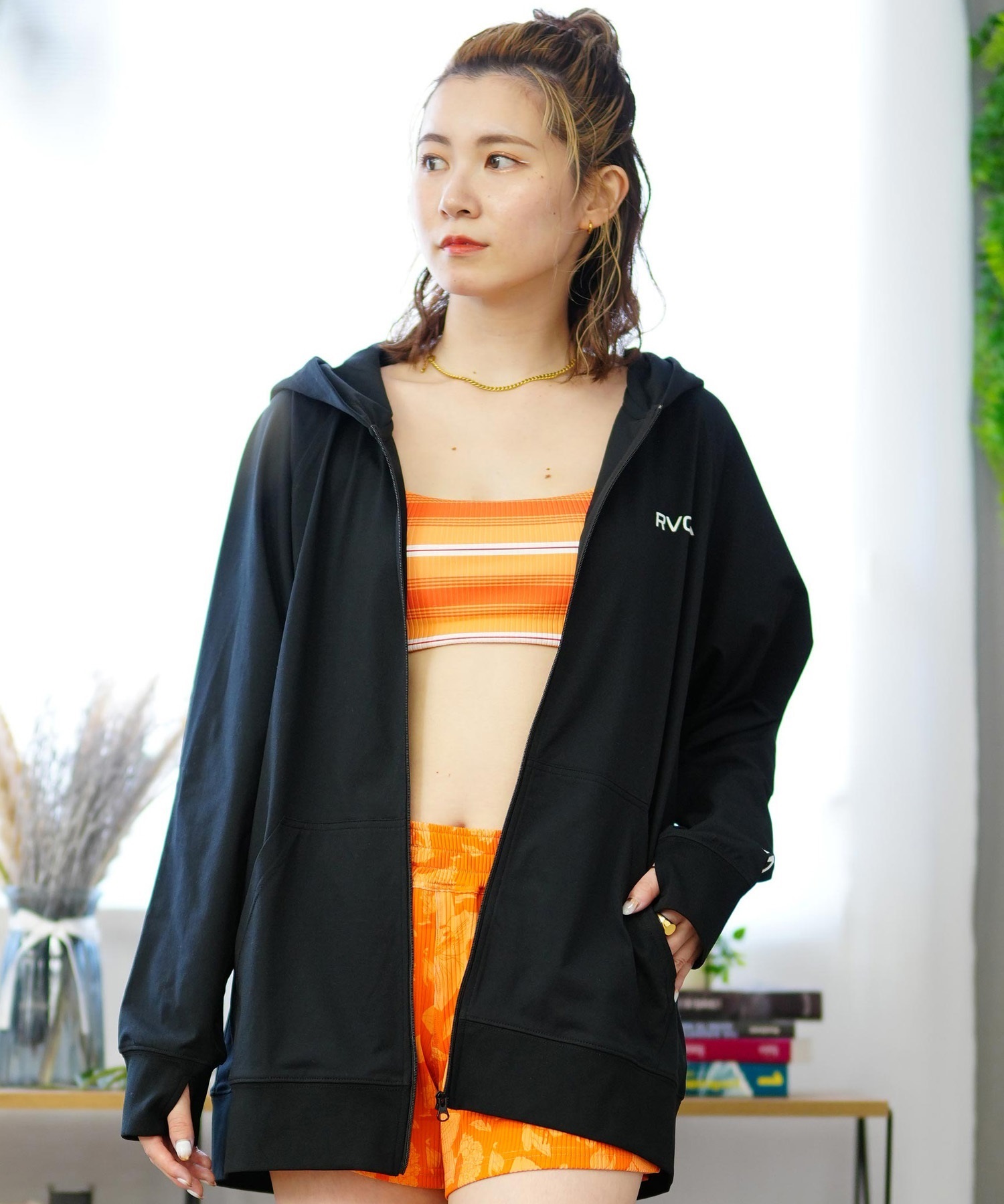 RVCA ルーカ レディース ラッシュガード パーカー ジップアップ