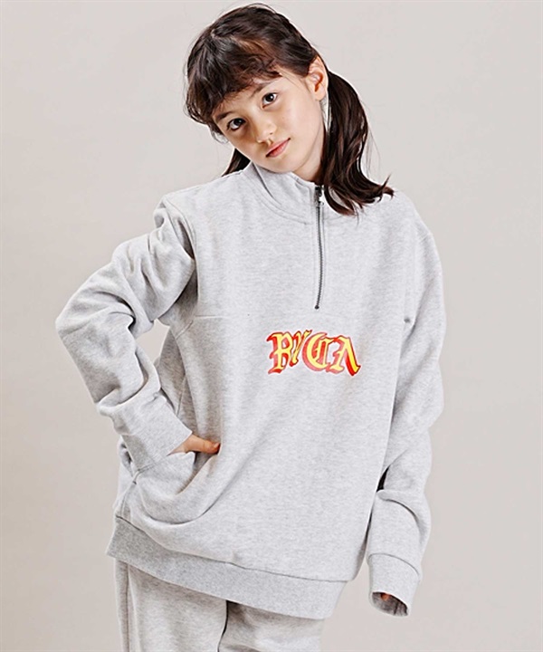 【マトメガイ対象】RVCA/ルーカ SCRIPT ZIP キッズ ジュニア トレーナー ハーフジップ スウェット BD046-156