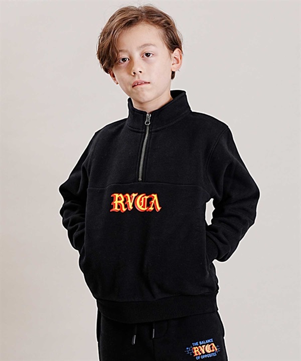 【マトメガイ対象】RVCA/ルーカ SCRIPT ZIP キッズ ジュニア トレーナー ハーフジップ スウェット BD046-156