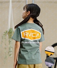 【クーポン対象】RVCA ルーカ キッズ 半袖 Tシャツ ワイドシルエット ロゴ 親子コーデ BE045-225(WHT-130cm)