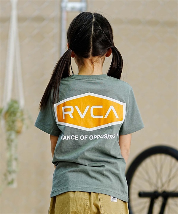 【マトメガイ対象】RVCA ルーカ キッズ 半袖 Tシャツ ワイドシルエット ロゴ 親子コーデ BE045-225