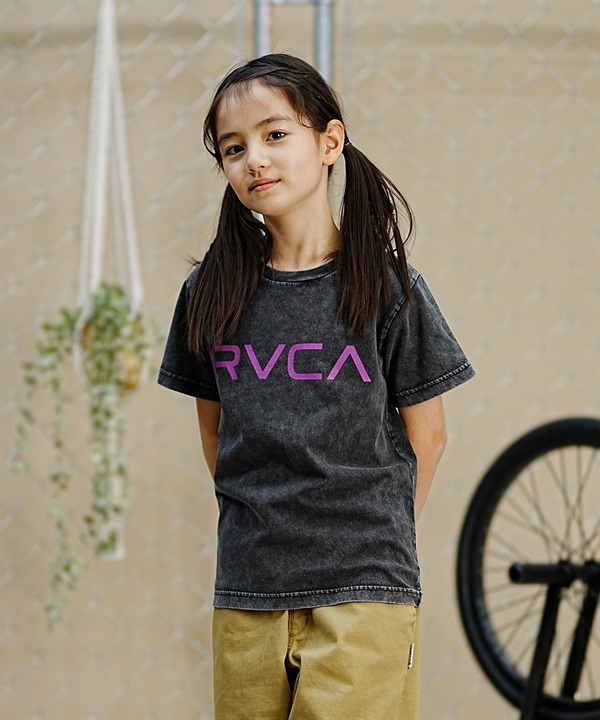 【マトメガイ対象】RVCA ルーカ キッズ 半袖Tシャツ 定番ロゴデザイン 親子コーデ BE045-226