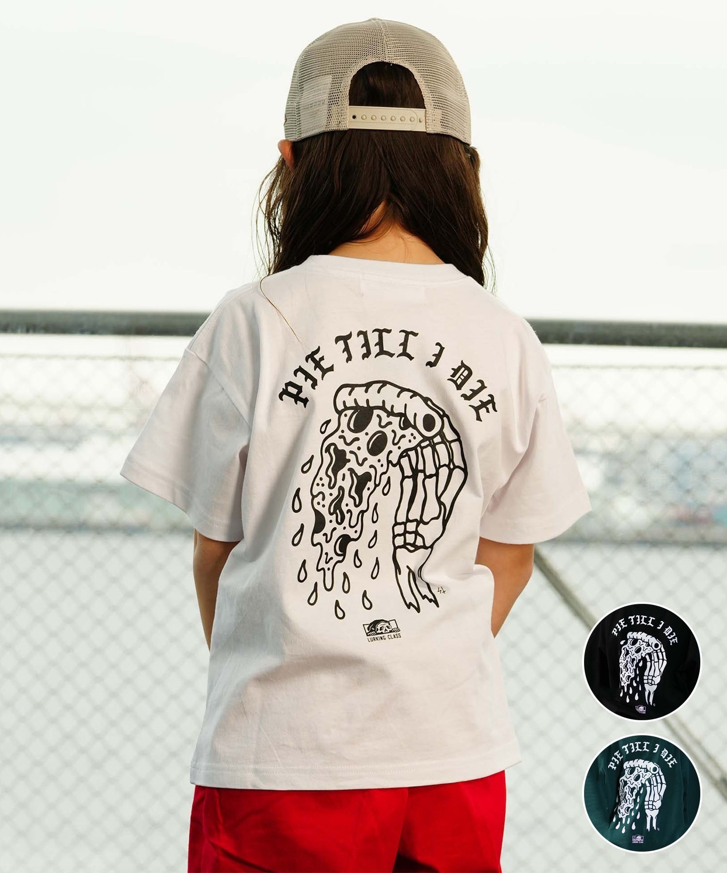 【ムラサキスポーツ限定】 LURKING CLASS ラーキングクラス PIE TIL I DIE TEE キッズ 半袖 Tシャツ ST24STM03K(BLACK-130cm)