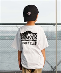 【ムラサキスポーツ限定】 LURKING CLASS ラーキングクラス PATTERN LOGO CHECKER TEE キッズ 半袖 Tシャツ ST24STM04K(WHITE-130cm)