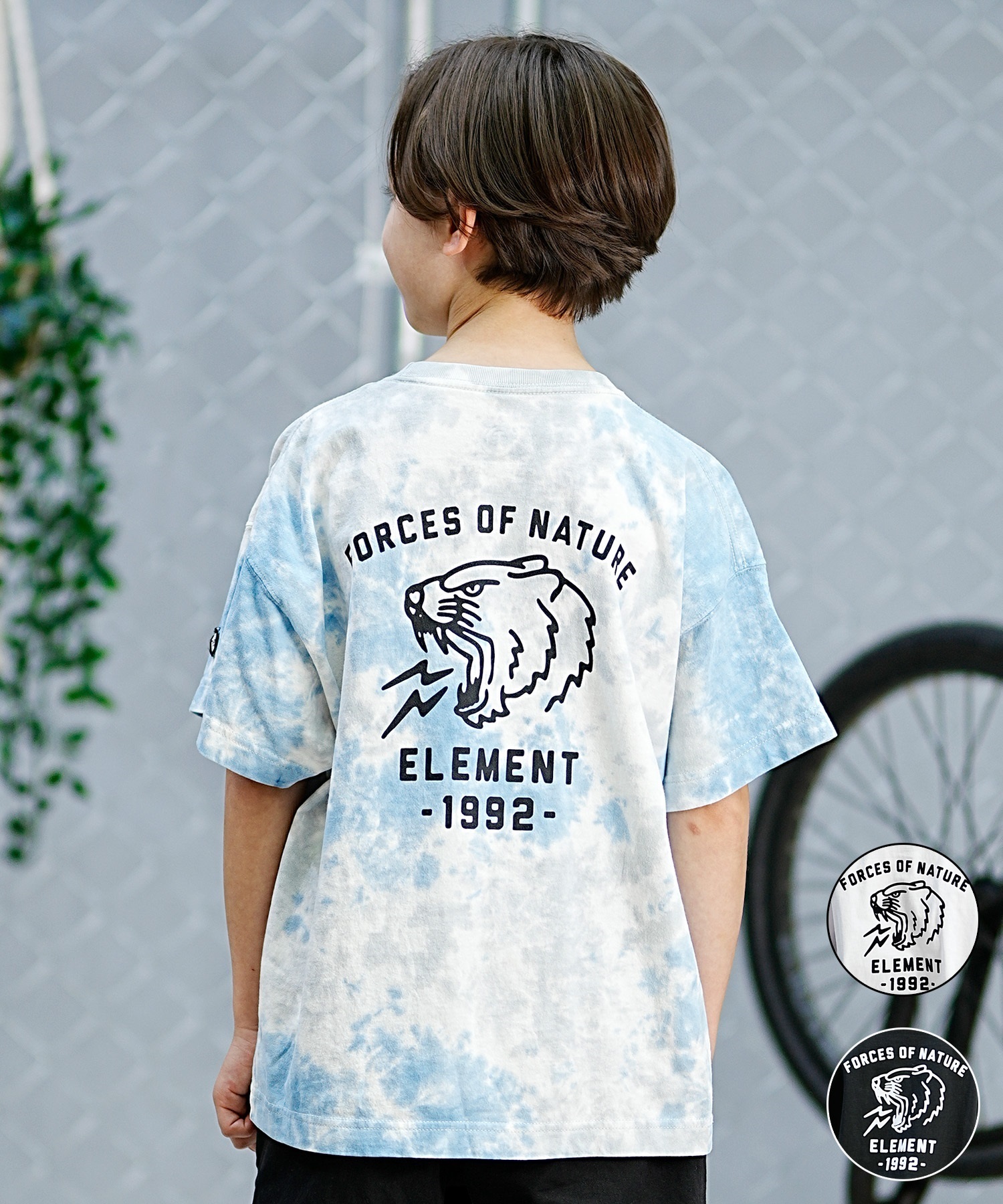 ELEMENT エレメント キッズ 半袖 Tシャツ バックプリント タイガー 虎モチーフ スケートボード BE025-231(FBK-130cm)