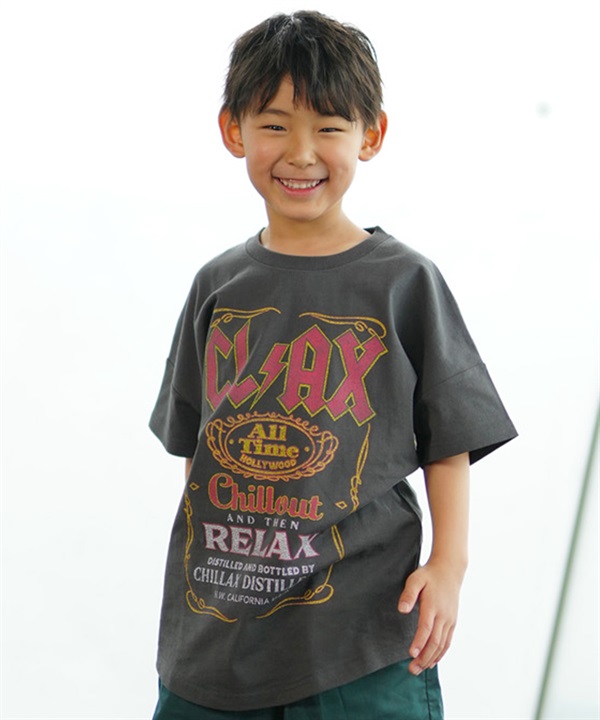 【マトメガイ対象】CHILLAX チラックス キッズ Tシャツ 半袖 バンド風 ピグメント加工 ヴィンテージ風 オーバーサイズ 242CL3ST192