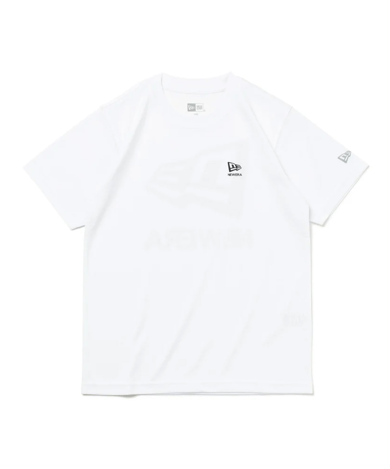 NEW ERA ニューエラ キッズ Youth 半袖 テック Tシャツ Flag and Wordmark ホワイト バックプリント 吸汗速乾 UVカット 14111846(WHI-130cm)