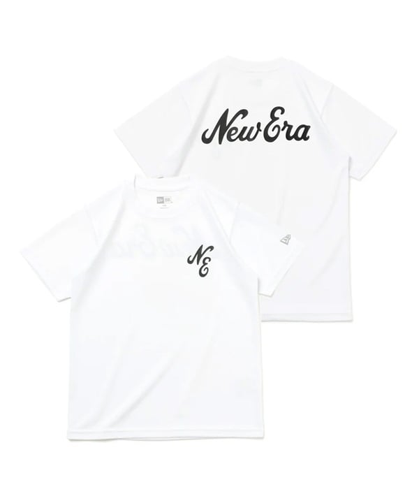 NEW ERA ニューエラ キッズ Youth 半袖 テック Tシャツ Classic Logo ホワイト バックプリント 吸汗速乾 UVカット 14111848
