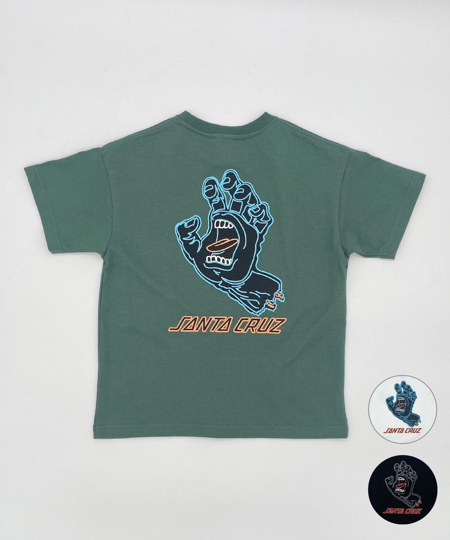 SANTACRUZ サンタクルーズ キッズ Tシャツ 半袖 バックプリント 親子コーデ DESI VOID HAND T 24P672-42(ARMY-130cm)