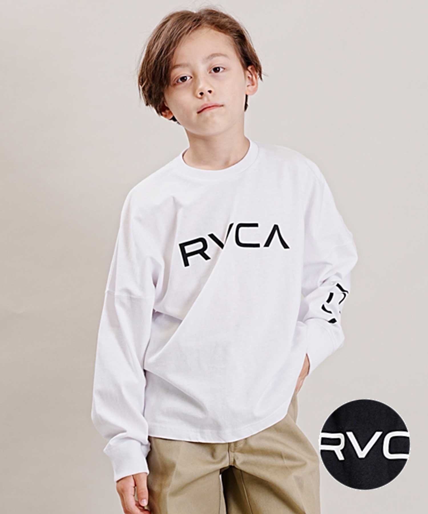 RVCA/ルーカ RVCA BALANCE LT キッズ ジュニア 長袖 Tシャツ ロンT 背中 腕 ロゴ BD046-064(BLK-130cm)
