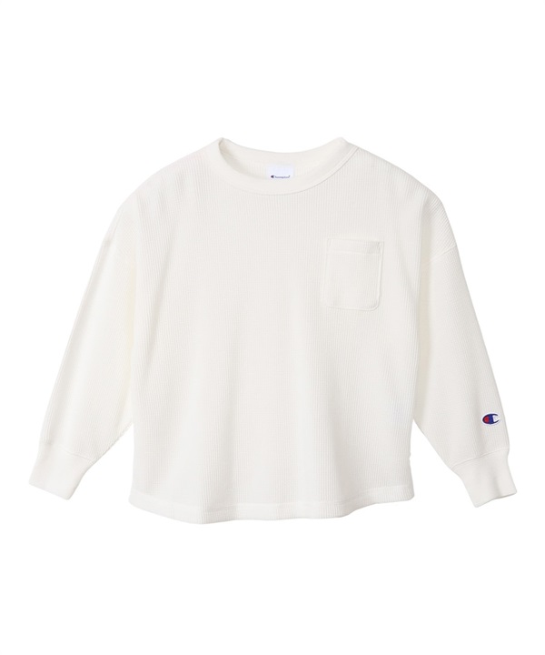 CHAMPION/チャンピオン キッズ 長袖 Tシャツ ポケット ポケT ワッフル生地 無地 CK-Y404