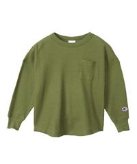 CHAMPION/チャンピオン キッズ 長袖 Tシャツ ポケット ポケT ワッフル生地 無地 CK-Y404(655-100cm)