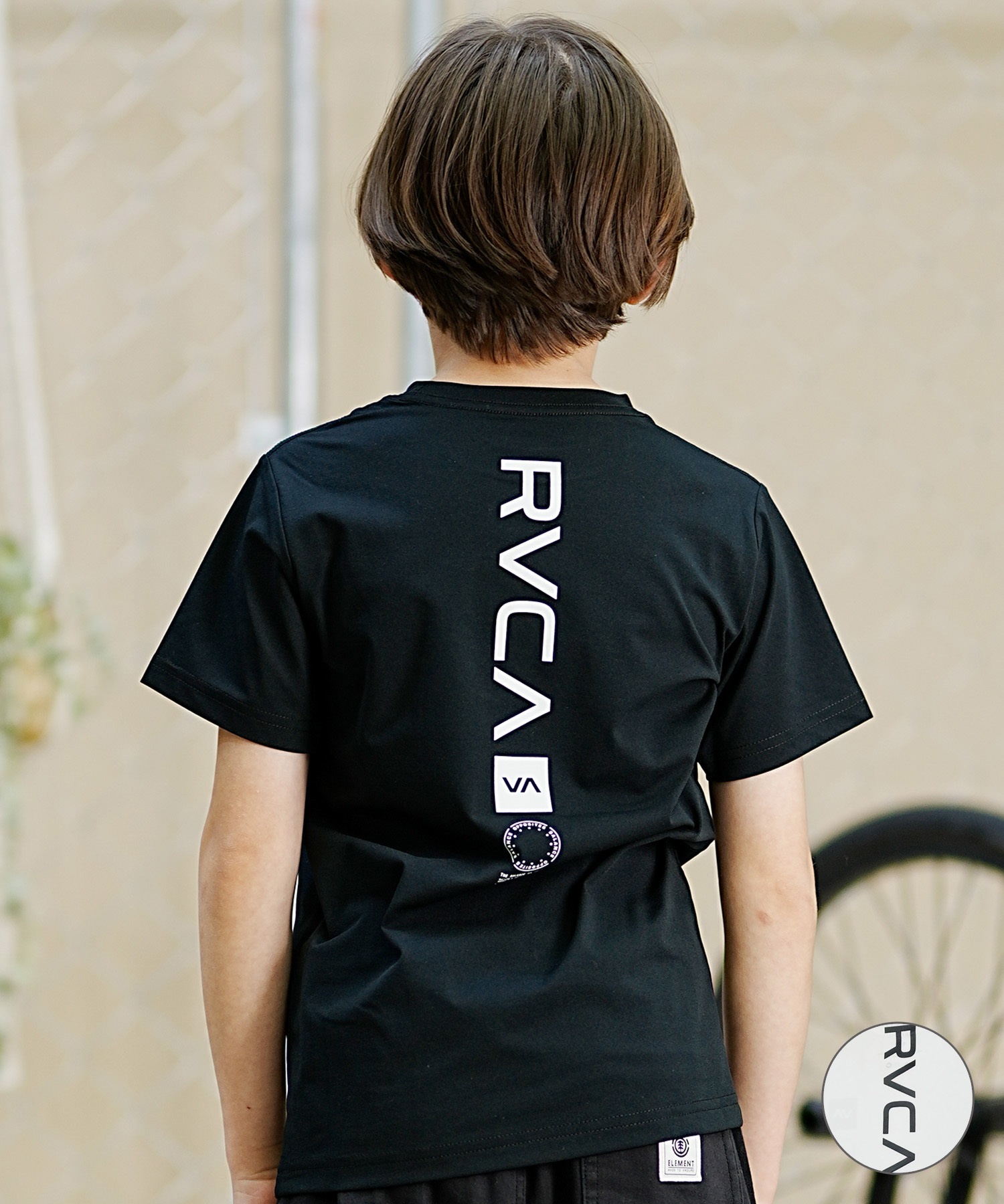 RVCA ルーカ キッズ ラッシュガード Tシャツ 半袖 バックプリント ユーティリティ 水陸両用 UVカット BE045-804(BLK-130cm)