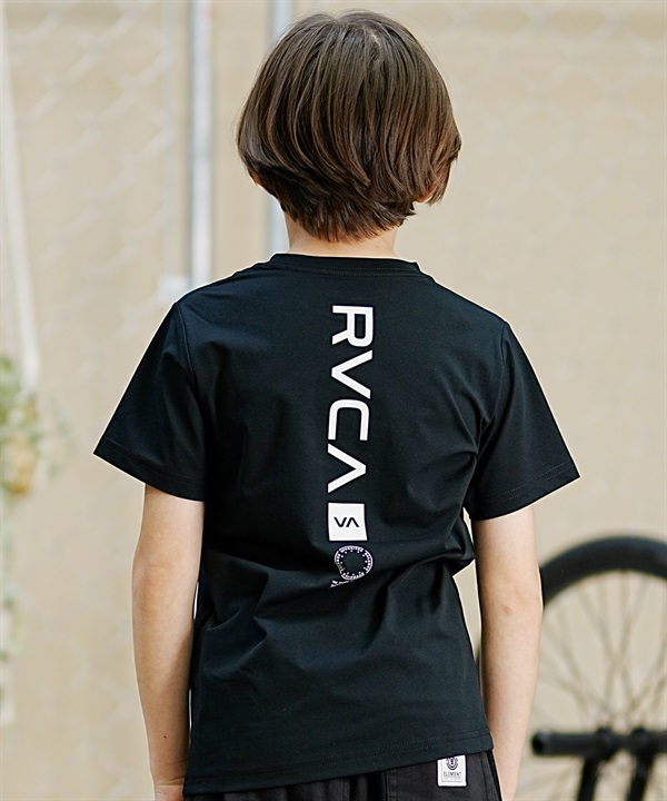 【クーポン対象】RVCA ルーカ キッズ ラッシュガード Tシャツ 半袖 バックプリント ユーティリティ 水陸両用 UVカット BE045-804