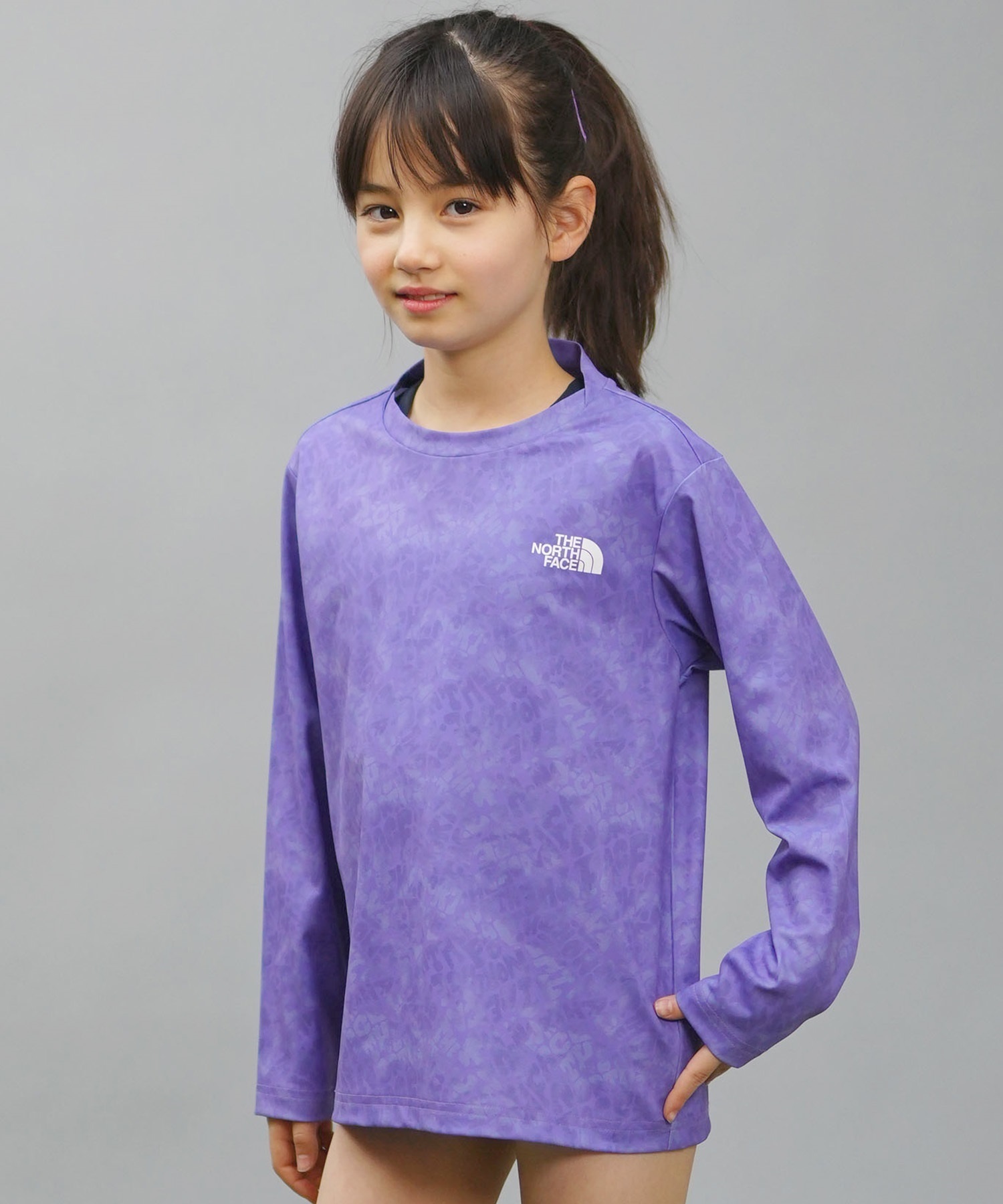 THE NORTH FACE ザ・ノース・フェイス キッズ ラッシュガード Tシャツ 長袖 ユーティリティ 水陸両用 UVカット NTJ12443 OV(OV-120cm)