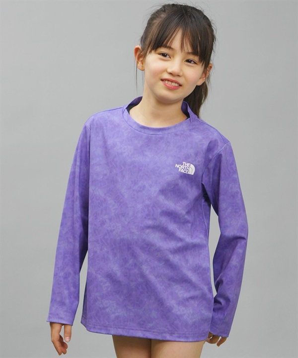 【マトメガイ対象】THE NORTH FACE ザ・ノース・フェイス キッズ ラッシュガード Tシャツ 長袖 ユーティリティ 水陸両用 UVカット NTJ12443 OV