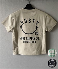RUSTY ラスティー ラッシュガード キッズ 半袖 Tシャツ バックプリント UVカット 964465(WHT-130cm)