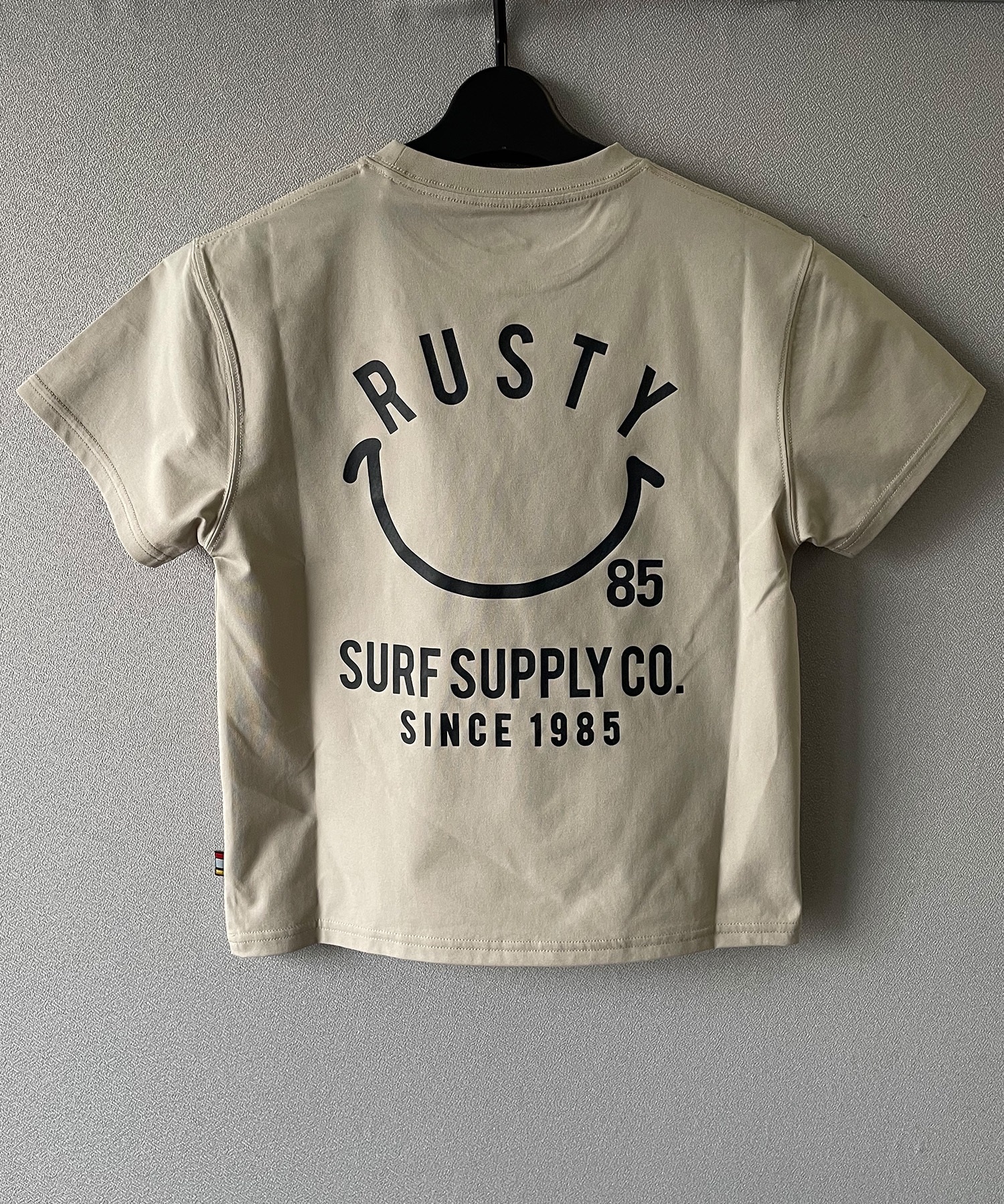 RUSTY ラスティー ラッシュガード キッズ 半袖 Tシャツ バックプリント UVカット 964465(BEG-130cm)