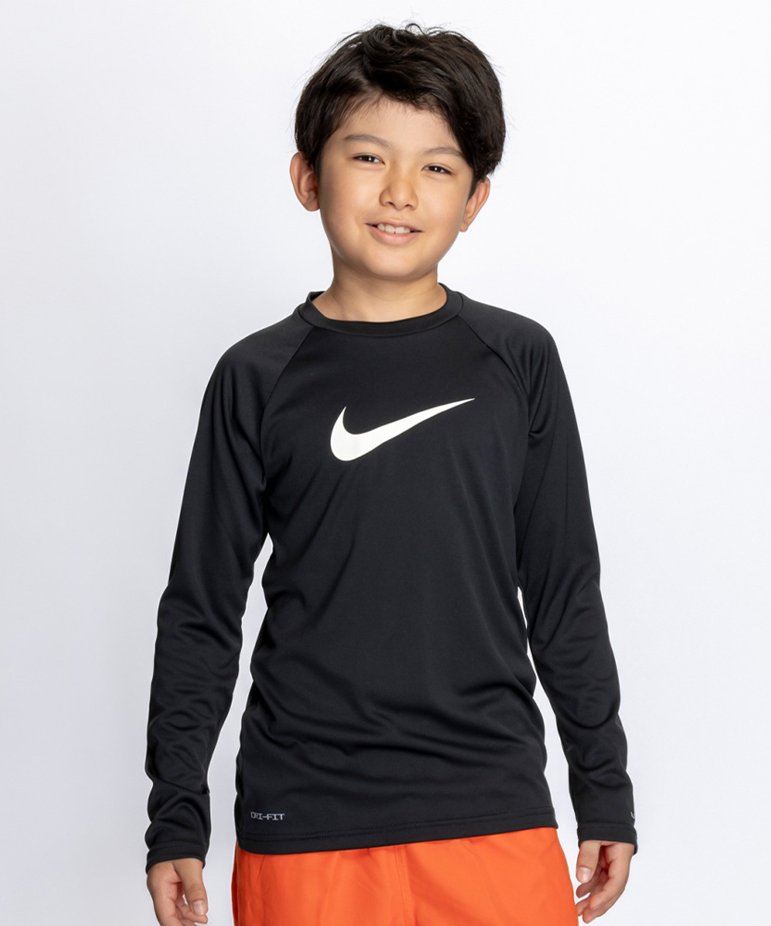 NIKE ナイキ キッズ ラッシュガード 長袖 ソリッド ロングスリーブ ハイドロガード UVカット NESSD829 N001(N001-130cm)