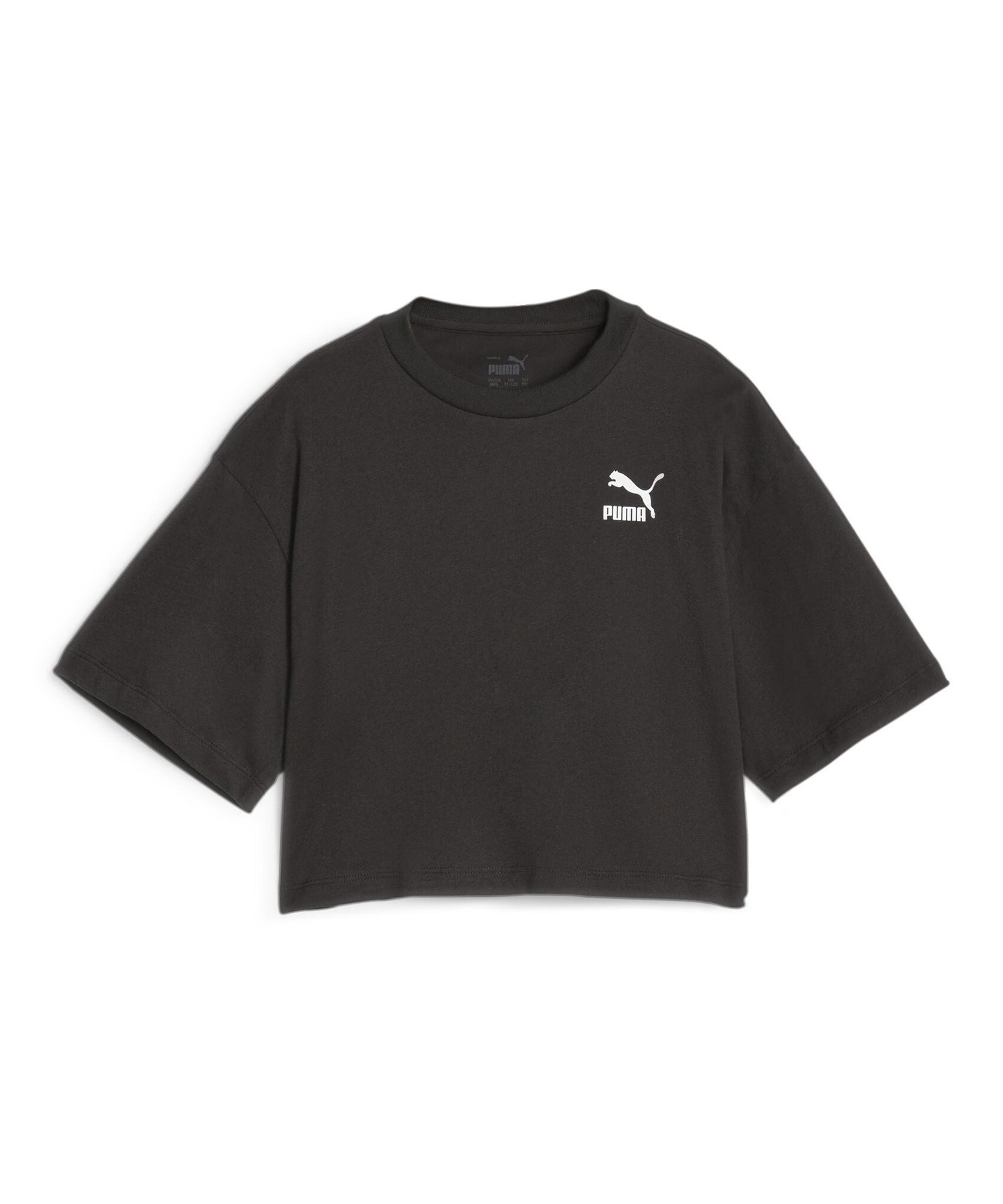 PUMA/プーマ CLASSICS キッズ 半袖 Tシャツ クロップド丈 ムラサキスポーツ限定 621607(01-128cm)