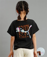 PUMA プーマ ANIMAL REMIX ボーイフレンド キッズ 半袖 Tシャツ ガールズ バックプリント 681356