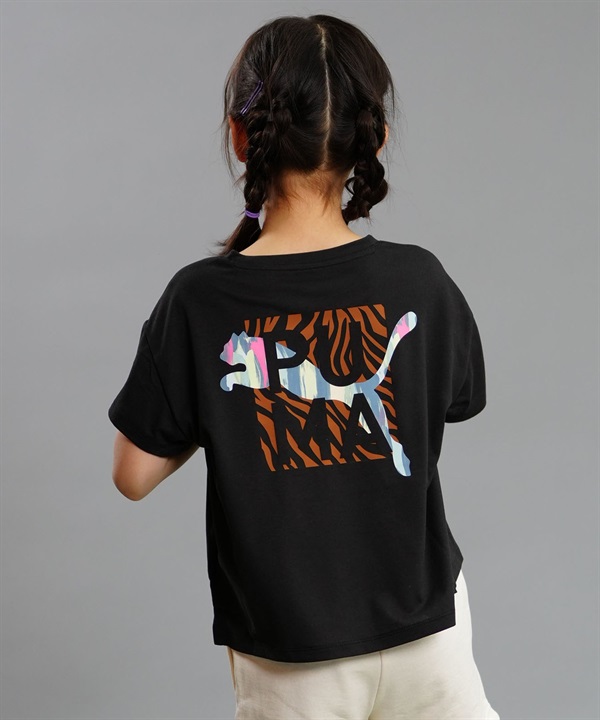 PUMA プーマ ANIMAL REMIX ボーイフレンド キッズ 半袖 Tシャツ ガールズ バックプリント 681356
