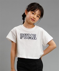 PUMA プーマ GRAPHICS DANCING QUEEN キッズ 半袖 Tシャツ ガールズ ショート丈 ロゴ 625653(02-128cm)