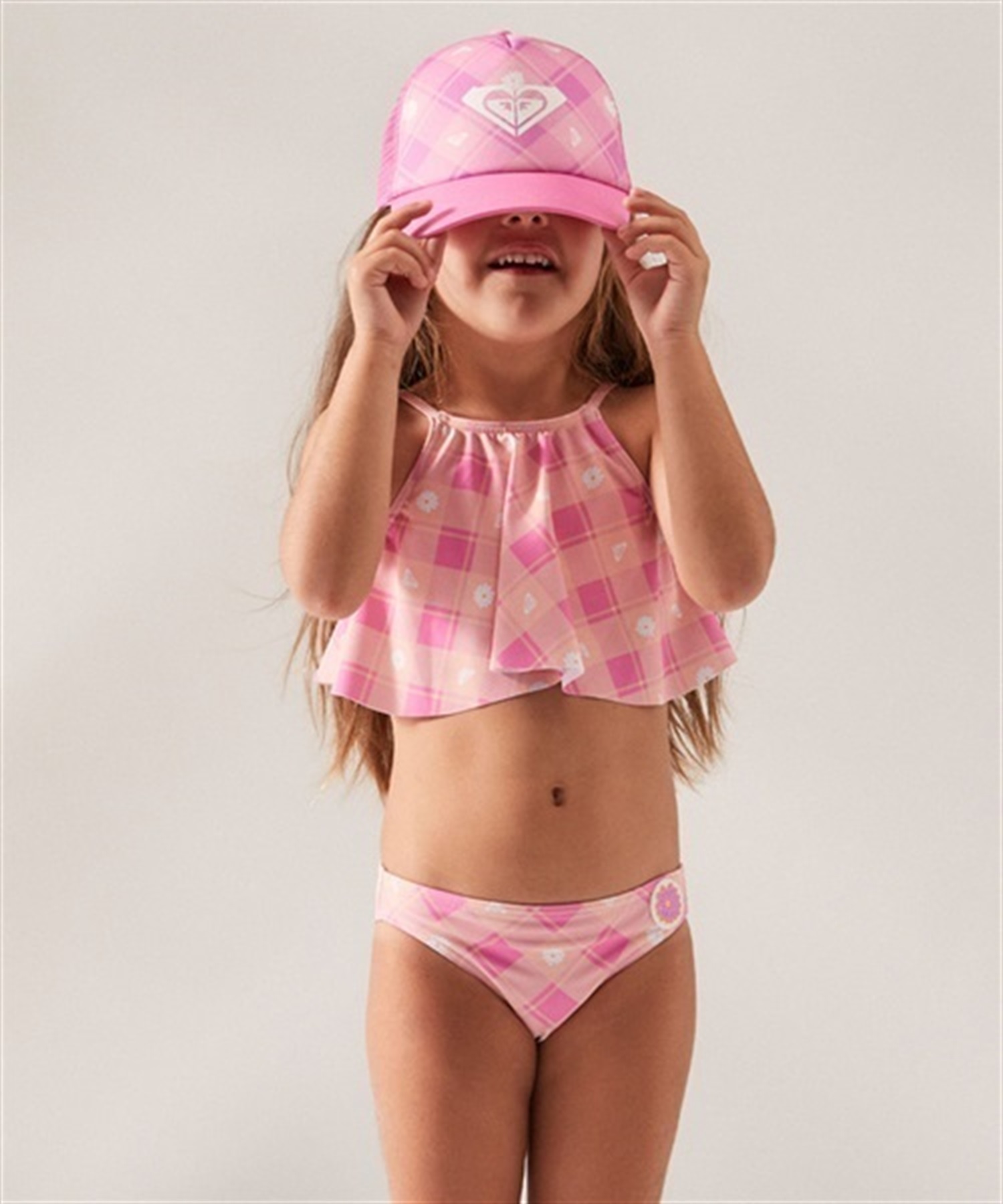ROXY ロキシー FLOWER PLAID FLUTTER SET ERLX203177 キッズ ユース ガールズ 水着 ビキニ セット  セパレートタイプ KX1 E18｜ムラサキスポーツオンラインショップ 通販