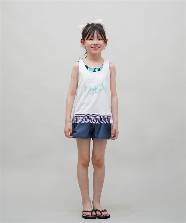 RUSTY ラスティー 水着 キッズ 4点セット セパレートタイプ タンクトップ 半袖 Tシャツ ショートパンツ 964807
