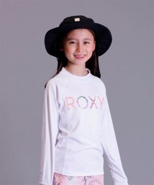 ROXY ロキシー MINI MERMAID LOGO L/S TLY231107 キッズ ユース ガールズ ラッシュガード 長袖 UVカット 速乾 KX1 E18(BKWT-130cm)