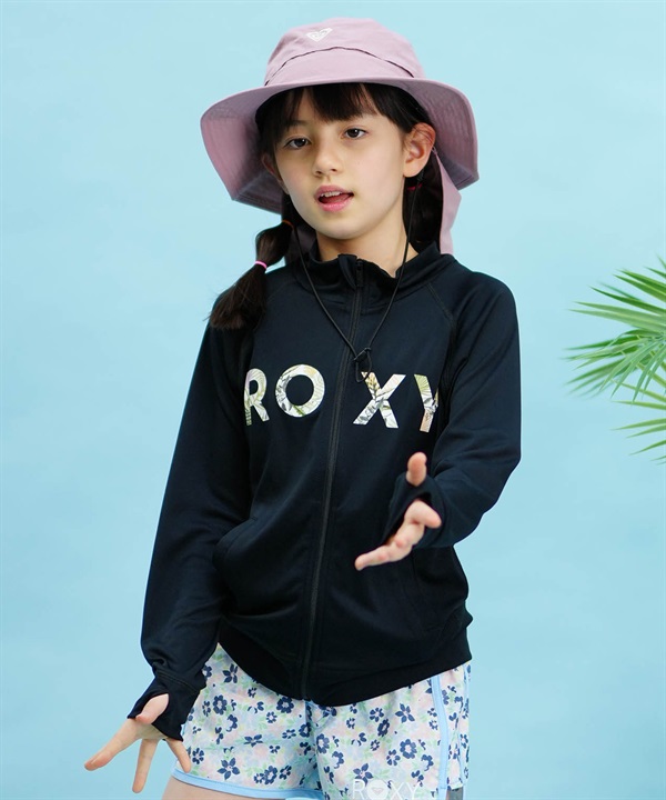 【クーポン対象】ROXY ロキシー キッズ ラッシュガード ジップアップ 長袖 UVカット TLY241108