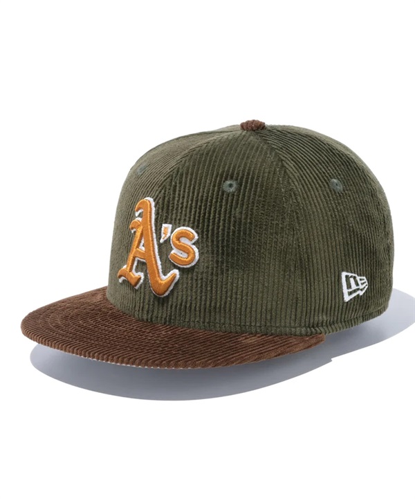 NEW ERA/ニューエラ Youth 9FIFTY MLB Corduroy コーデュロイ オークランド・アスレチックス カーキ チョコバイザー キッズ キャップ 13762755