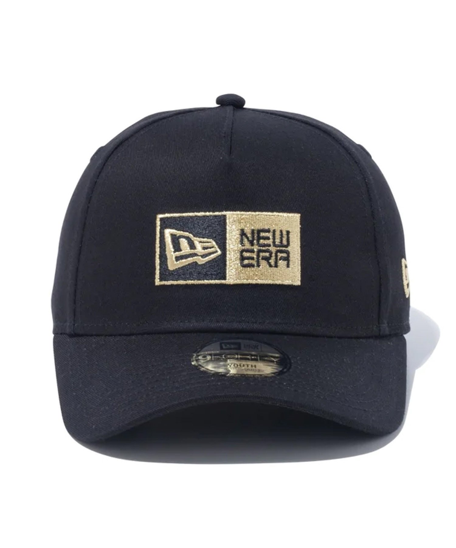 NEW ERA ニューエラ Youth 9FORTY A-Frame Box Logo ボックスロゴ ブラック × ゴールド キッズ キャップ 帽子 940AF 13762806(BKGD-YTH)