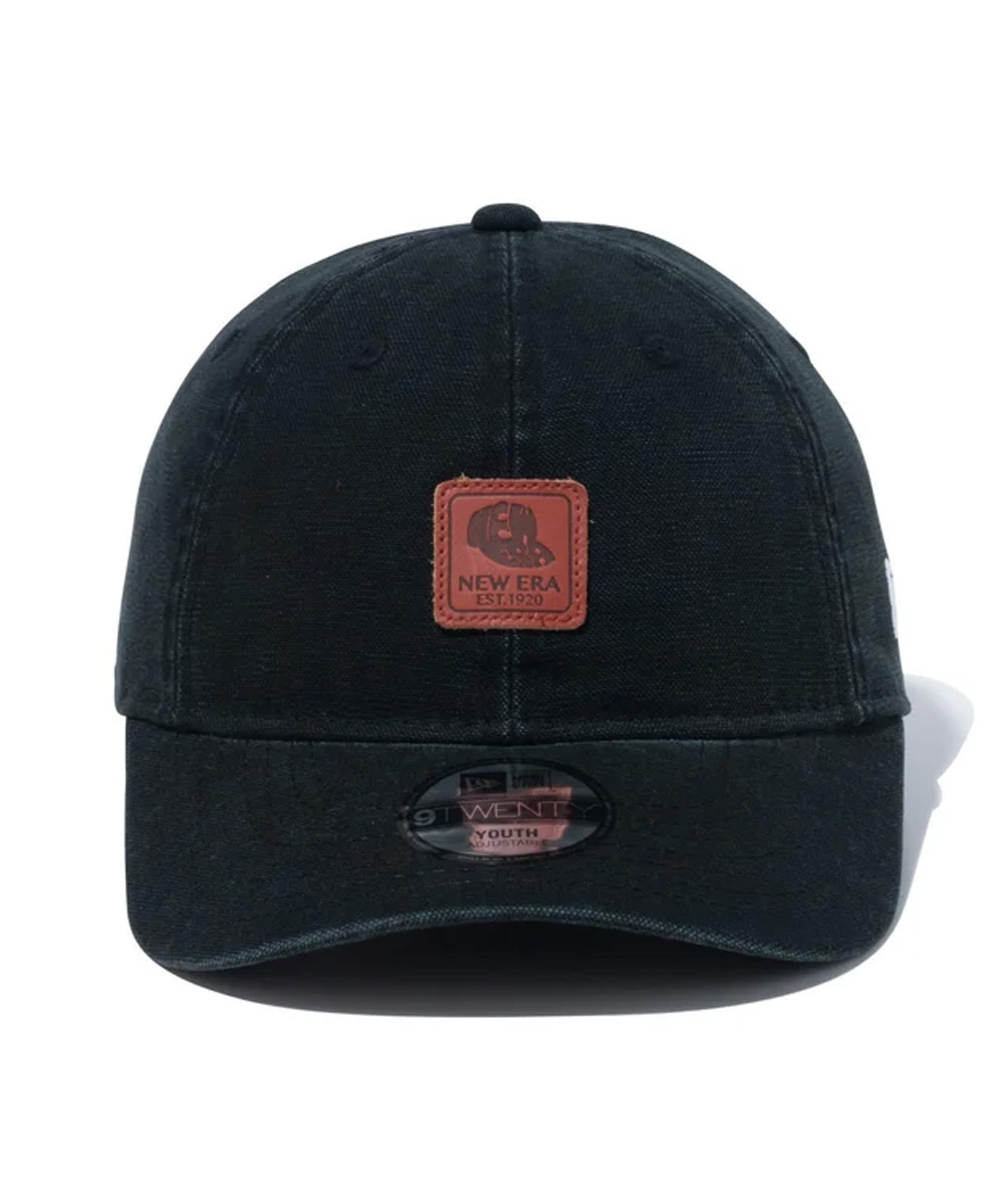 NEW ERA ニューエラ Youth 9TWENTY Leather Patch ダックキャンバス ブラック キッズ キャップ 帽子 14111931(BLK-YTH)