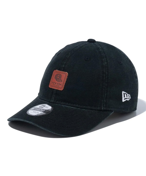 NEW ERA ニューエラ Youth 9TWENTY Leather Patch ダックキャンバス ブラック キッズ キャップ 帽子 14111931