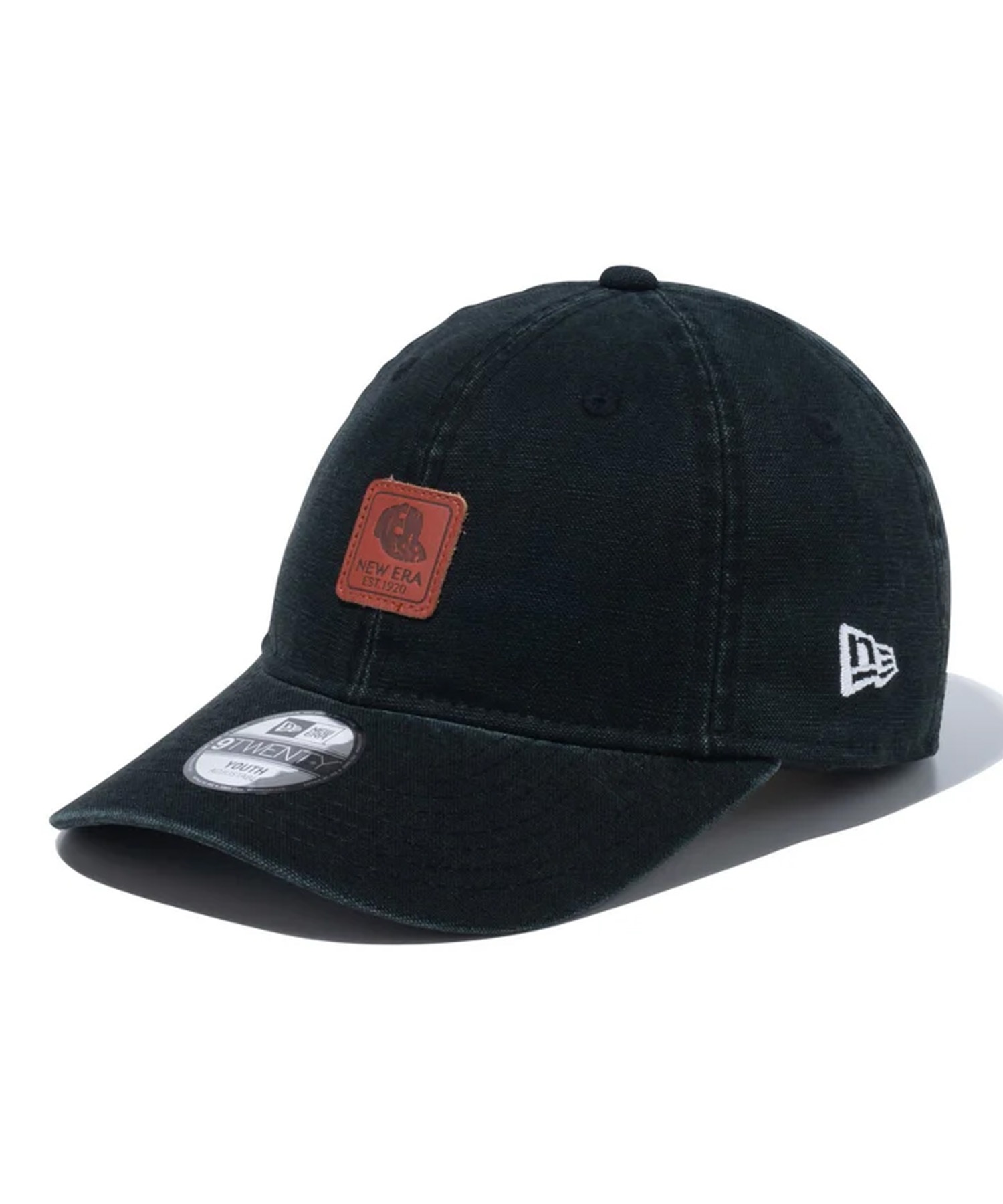 NEW ERA ニューエラ Youth 9TWENTY Leather Patch ダックキャンバス ブラック キッズ キャップ 帽子 14111931(BLK-YTH)