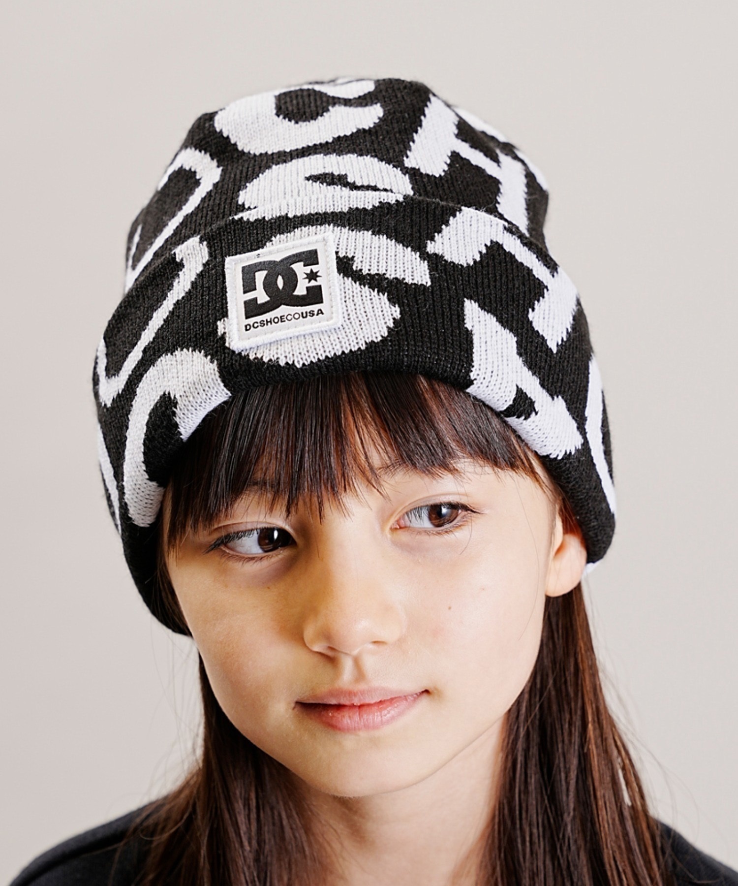 DC/ディーシー 23 KD DOUBLE WATCH LOGO BEANIE キッズ ビーニー ニットキャップ 帽子 YBE234630(BKW-FREE)