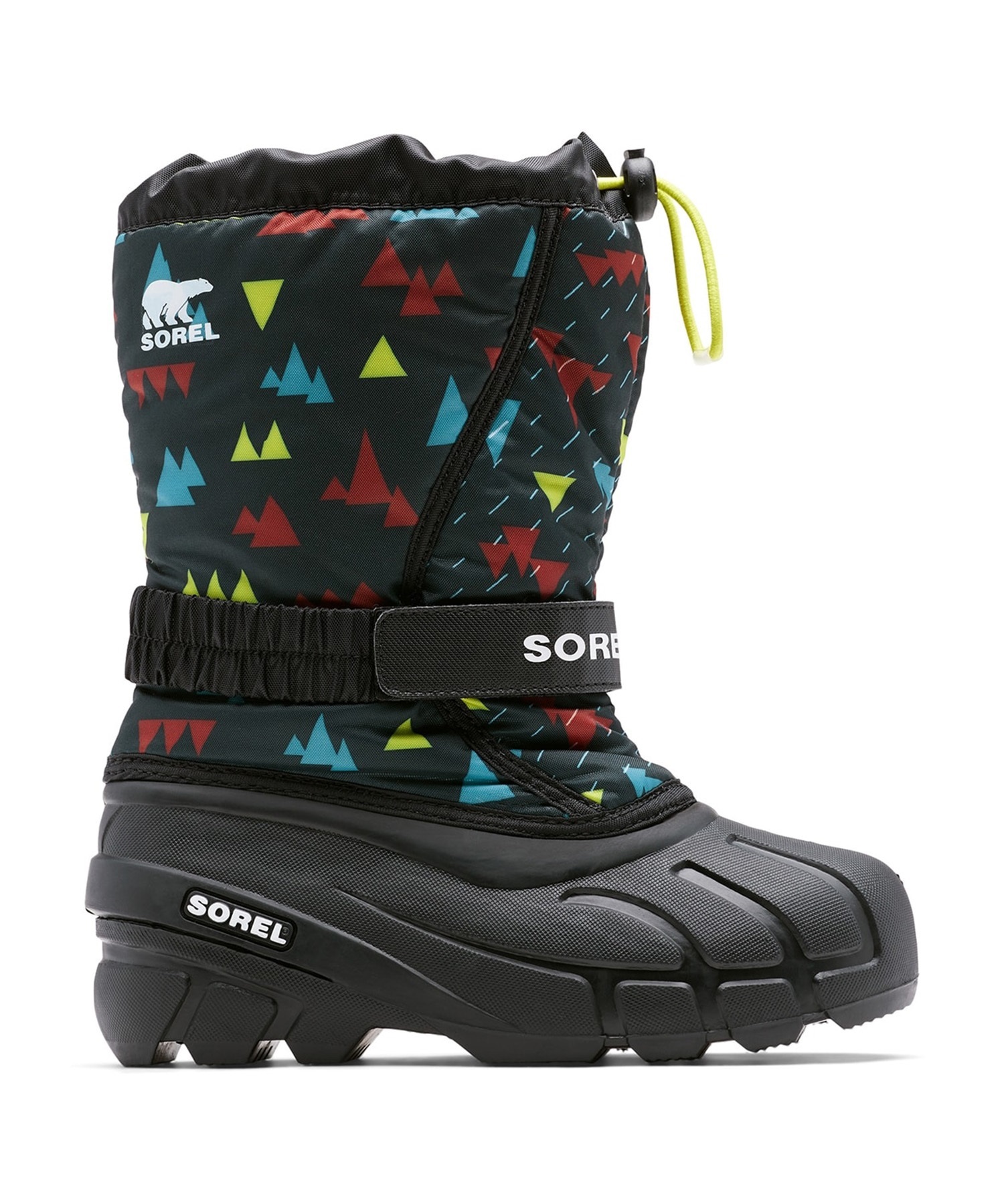 SOREL/ソレル ユース フルーリー プリント キッズ ウィンターブーツ 防水 ブラック 総柄 NY3504 011(011-19.0cm)