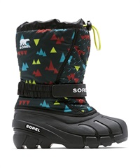 SOREL/ソレル ユース フルーリー プリント キッズ ウィンターブーツ 防水 ブラック 総柄 NY3504 011(011-19.0cm)