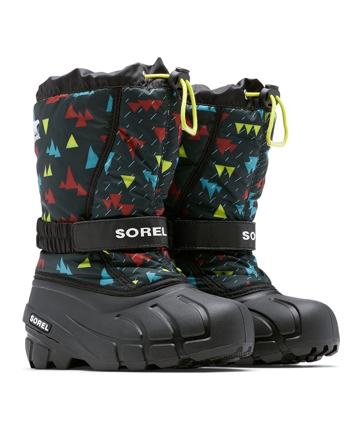 SOREL/ソレル ユース フルーリー プリント キッズ ウィンターブーツ 防水 ブラック 総柄 NY3504 011(011-19.0cm)